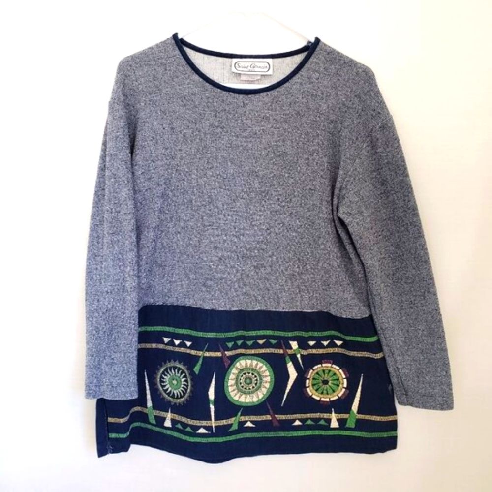 Vintage Crewneck Knit Sweater Top  Saint Germain Paris